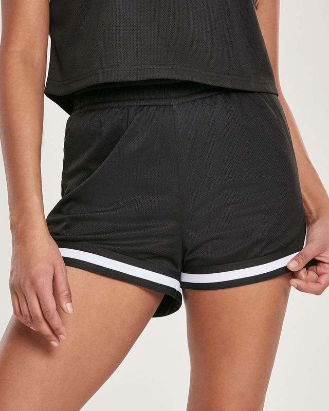 Ladies Stripes Mesh Hot Pants
