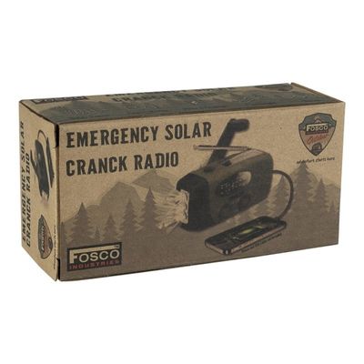 Emergency radio with crank, solar cells, power bank