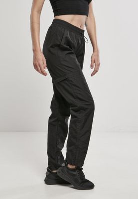 Black shimmering long pants and pirate pants lady