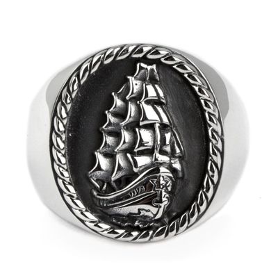 Ship Three-Master signet ring
