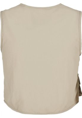 Beige short vest lady