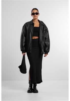 Ladies Rib High Slit Kjol för dam – svart