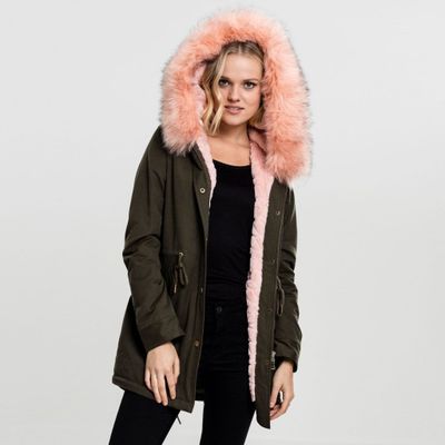 Ladies Peached Teddy Lined Parka