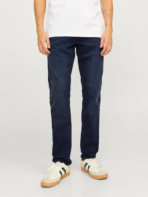 Mörkblå lätt tvättade slim fit jeans - GLENN