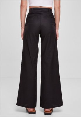 Mixed linen trousers with high waist for women