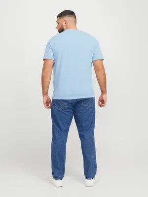 Ljusblå plus size T-shirt herr med broderi – Jack & Jones
