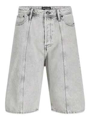 Högmidjade stonewash jeansshorts för män