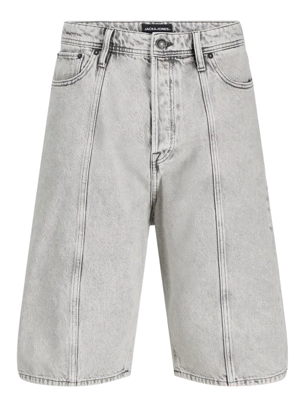 Högmidjade stonewash jeansshorts för män