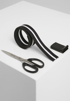 Black and white striped canvas belt