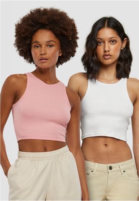 2-pak ribbede crop toppe