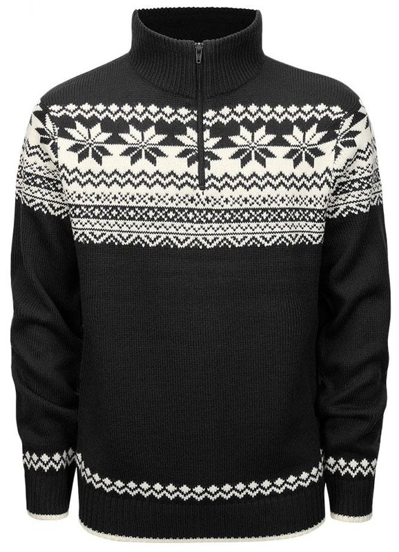 Norsk strikket pullover - sort/hvid