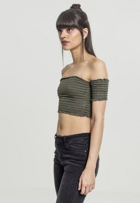 Short stretch top with bare shoulders