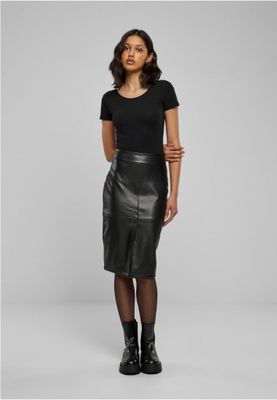 Women's synthetic leather pencil skirt