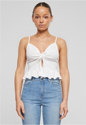 Spaghetti-strap peplum top with tie