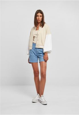 Oversized Two-Tone College Terry Jacket for Women