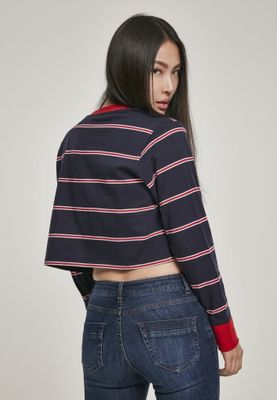Short women's sweater with stripes