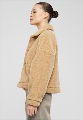 Fluffy jacket women's trendy button closure
