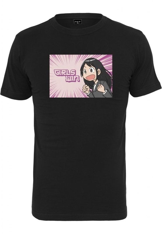 Sort t-shirt til kvinder med tekst Girls Win