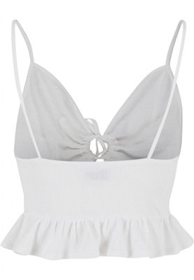 Spaghetti-strap peplum top with tie