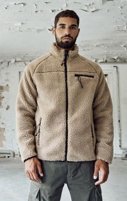 Beige fleece jacket teddy - men
