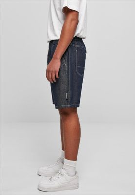 Denim shorts with cuffs at the waist - dark blue