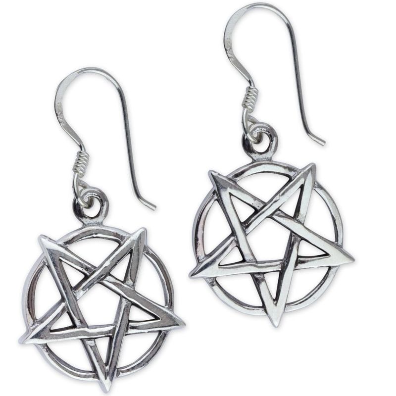 Øreringe Pentagram i 925 sølv