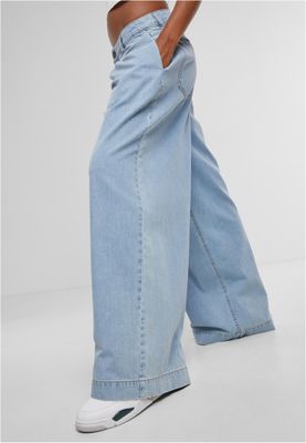 Ladies Wide Leg Lätta Denim Byxor i Bomull