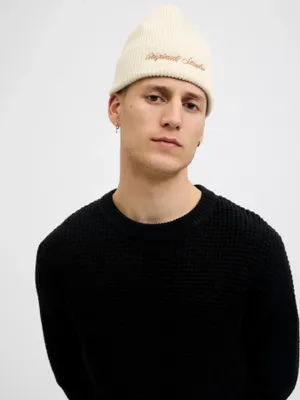 Ribbstickad Mössa Herr – Ljus Beanie Originals Studio