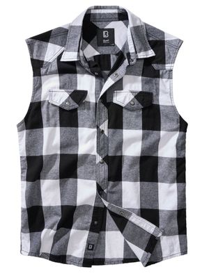 Sleeveless flannel shirt white/black