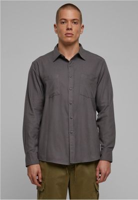 Solid -colored flannel shirt men