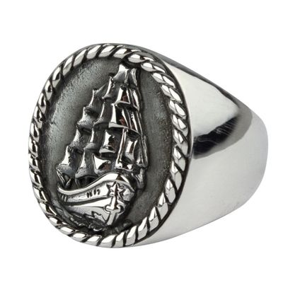 Ship Three-Master signet ring