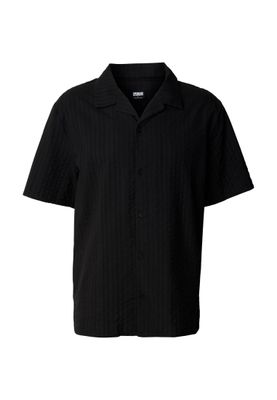 Kort randigt mönster Seersucker Randig Skjorta för Herr – Svart