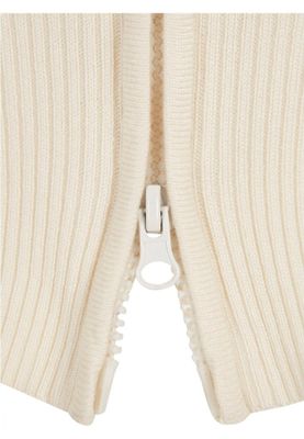 Ladies Cropped Rib Knit Zip Cardigan