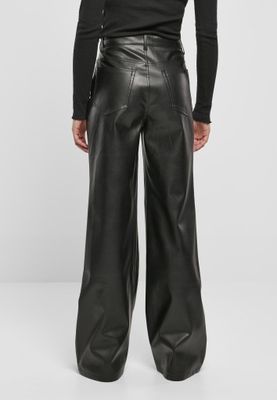 Black wide trousers in synthetic leather women