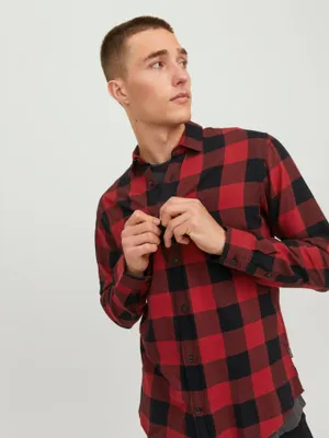 Tunn flanellskjorta slim fit herr