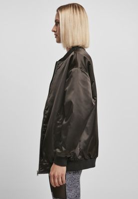 Ladies Oversized Satin Bomber Jacket