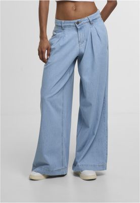 Ladies Wide Leg Lätta Denim Byxor i Bomull