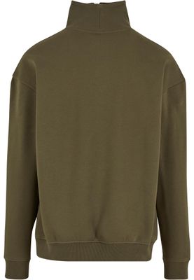 Frontdragkedja, hög krage Cut&Sew Troyer Huvtröja för herr – olive