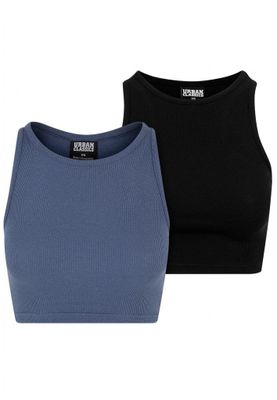 2-pak ribbede crop toppe