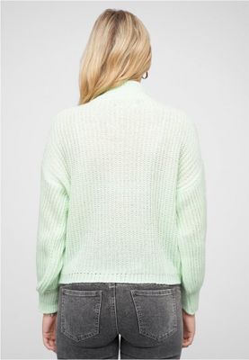 Mint pullover med opretstående krave og V-udskæring