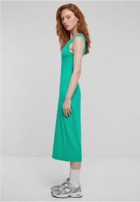Midi dress in stretchy cotton with round neckline
