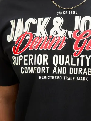 Svart T-shirt med logotryck herr plus size – Jack & Jones
