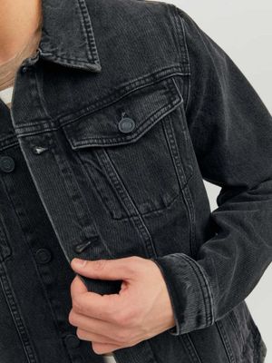 Sort denimjakke til mænd