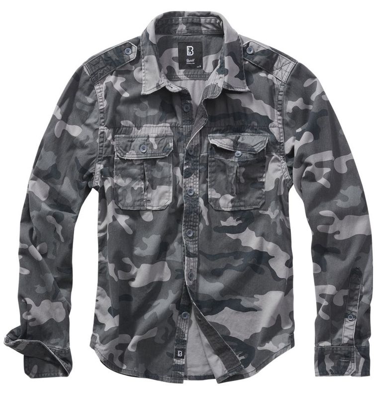 Langærmet skjorte i grå camo