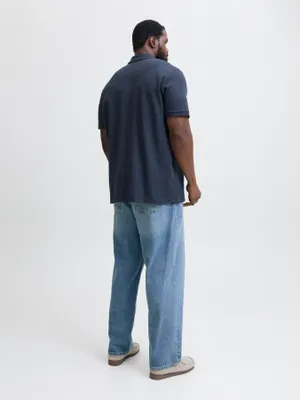 Mörkblå piké med dragkedja – Jack & Jones Plus Size