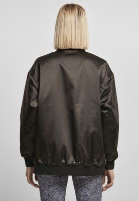 Ladies Oversized Satin Bomber Jacket