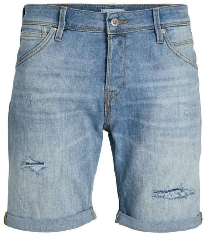 Light blue denim shorts with torns