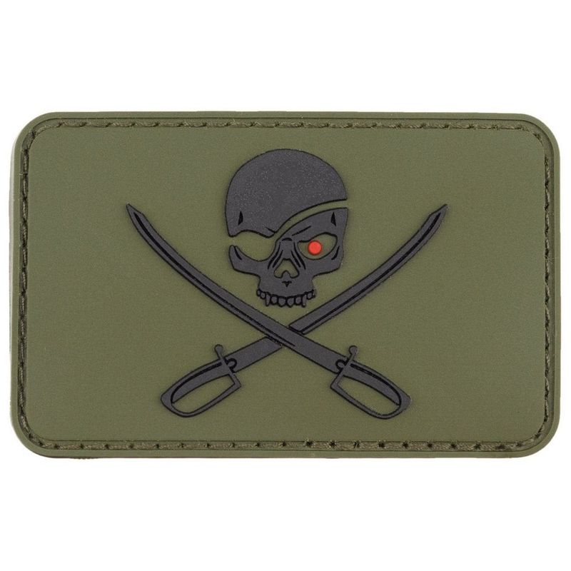 Skull with Swords PVC patch OD green
