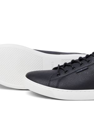 Black leather-like sneakers