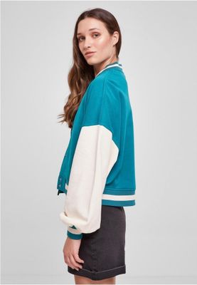 Oversized Two-Tone College Terry Jacket for Women